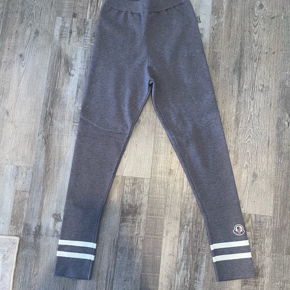 Moncler Kids Gray Leggings with White Stripes NWOT
